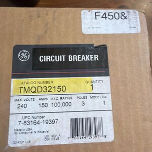 GE TMQD32150 150A 3-Pole 240V 100kAIC Molded Case Circuit Breaker NEW IN BOX